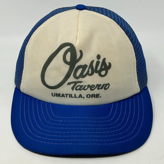 Vintage 80s Oasis Tavern Umatilla Oregon Trucker Hat Baseball Cap Snapback Blue