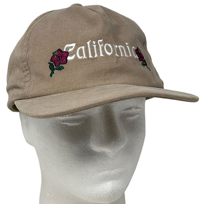 Stussy California Roses Baseball Hat Cap Corduroy Skater Skating Snapback Beige