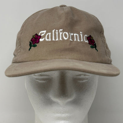 Stussy California Roses Baseball Hat Cap Corduroy Skater Skating Snapback Beige