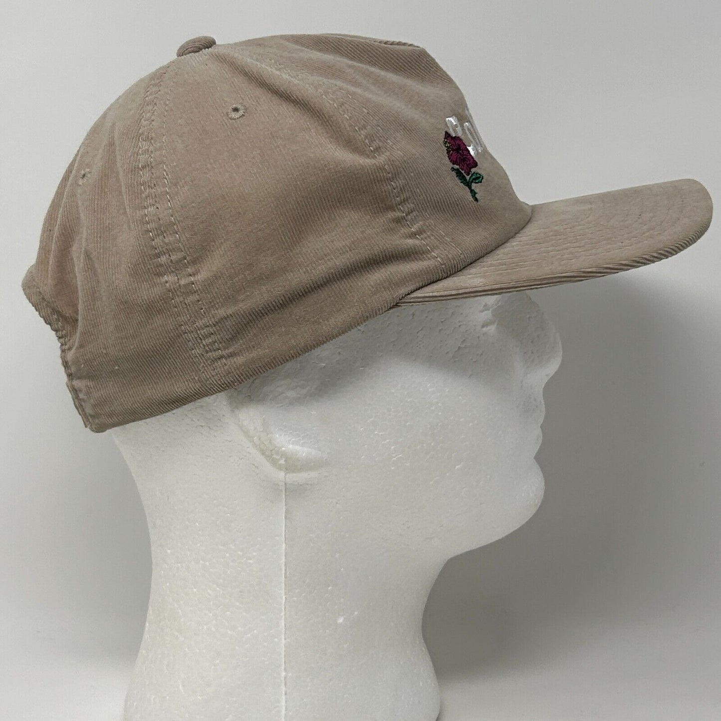 Stussy California Roses Baseball Hat Cap Corduroy Skater Skating Snapback Beige