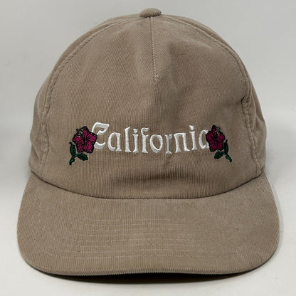 Stussy California Roses Baseball Hat Cap Corduroy Skater Skating Snapback Beige