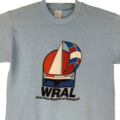 Vintage WRAL Dog Days Regatta Texasgulf T Shirt Mens Small Sailing Boat USA Blue