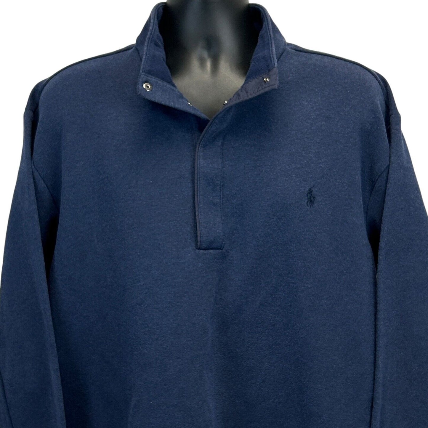 Ralph Lauren Polo 1/4 Snap Sweater Mens X-Large Tall XLT Double Knit Tech Blue