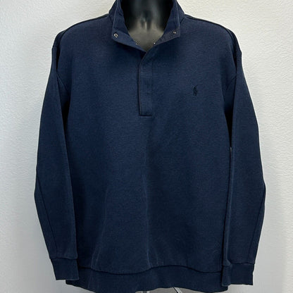 Ralph Lauren Polo 1/4 Snap Sweater Mens X-Large Tall XLT Double Knit Tech Blue