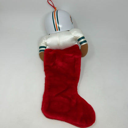 Vintage Miami Dolphins Plush Bear Christmas Stocking Holiday NFL Football 1996