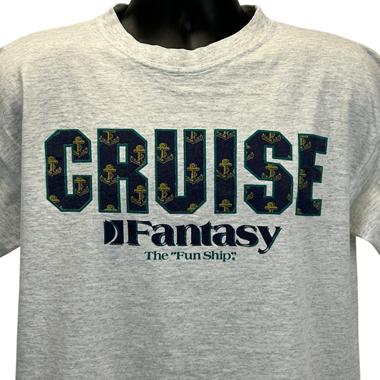 Vintage Carnival Cruise Line Fantasy T Shirt Mens Large The Fun Ship 90s Gray