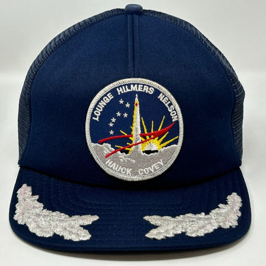 Vintage 80s NASA Space Shuttle STS-26 Trucker Hat Baseball Cap Blue Snapback