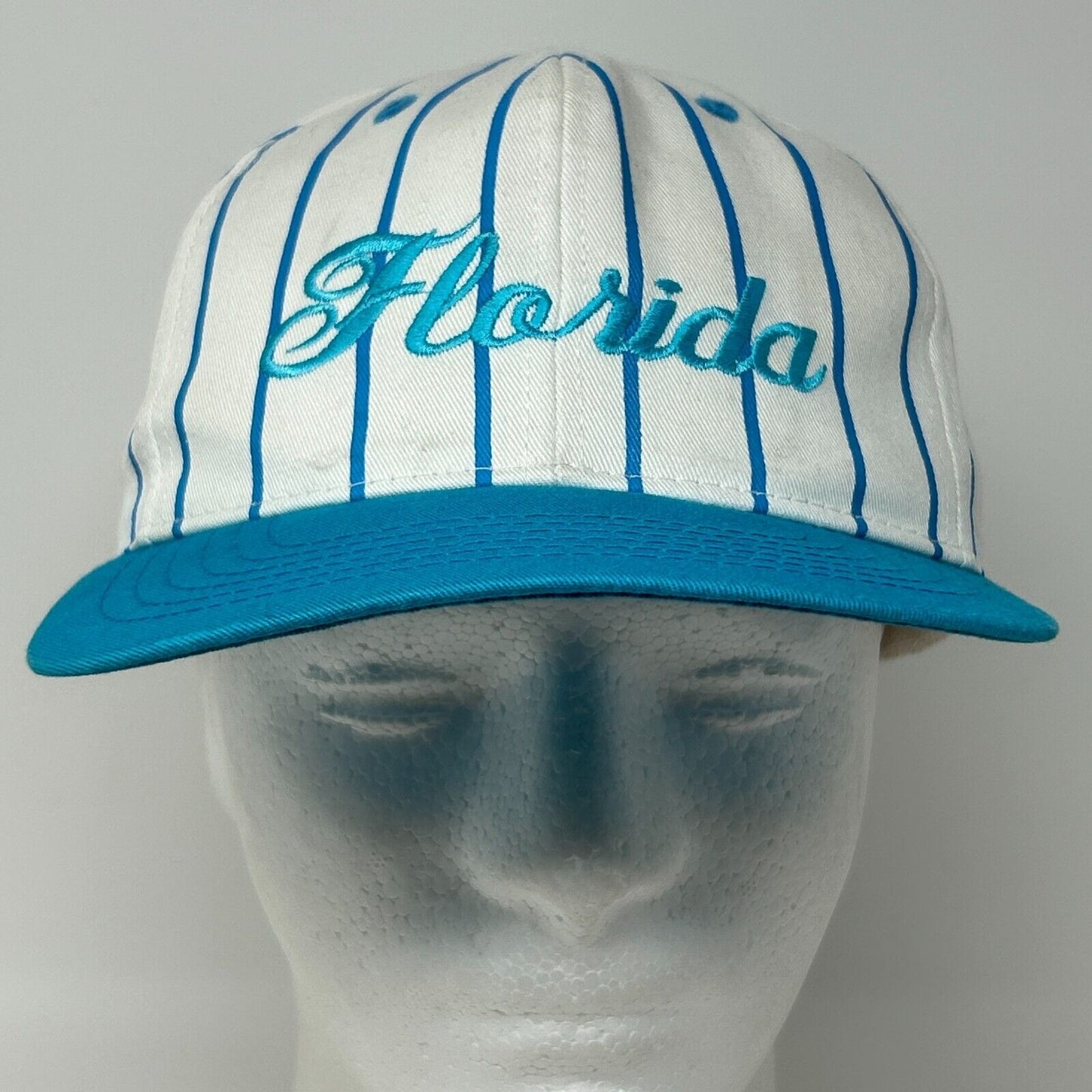 Vintage Florida Baseball Cap Hat 90s Travel Tourist Pinstriped Snapback White