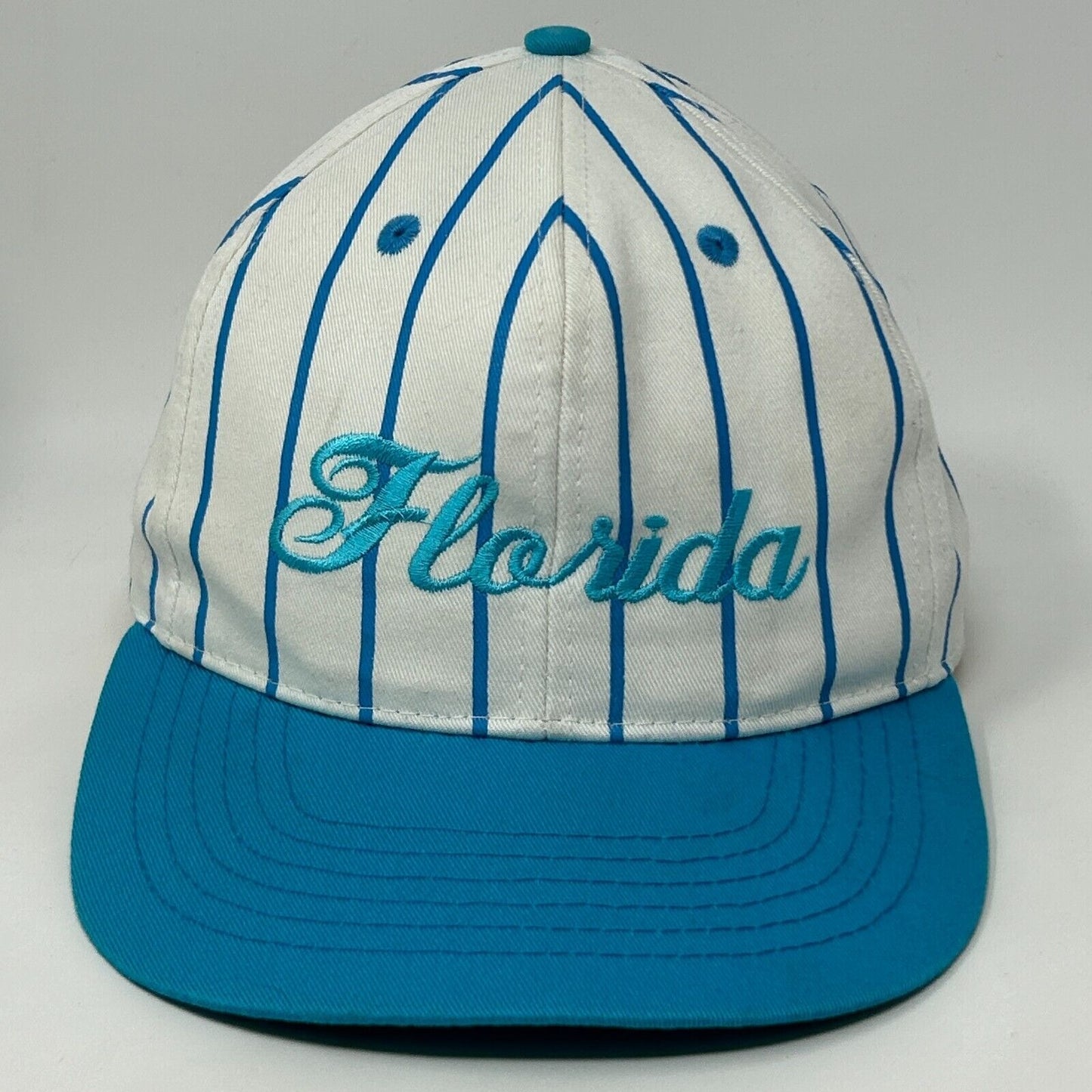 Vintage Florida Baseball Cap Hat 90s Travel Tourist Pinstriped Snapback White