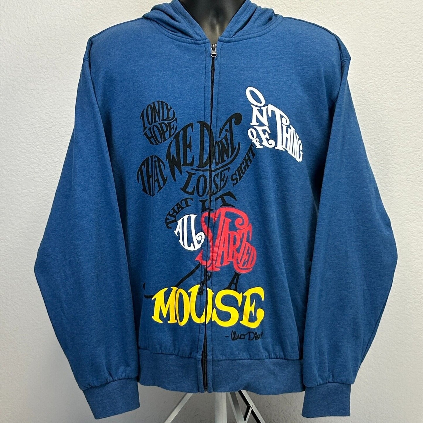 Walt Disney It All Started With a Mouse Hoodie Mens X-Large Mickey Hooded Blue