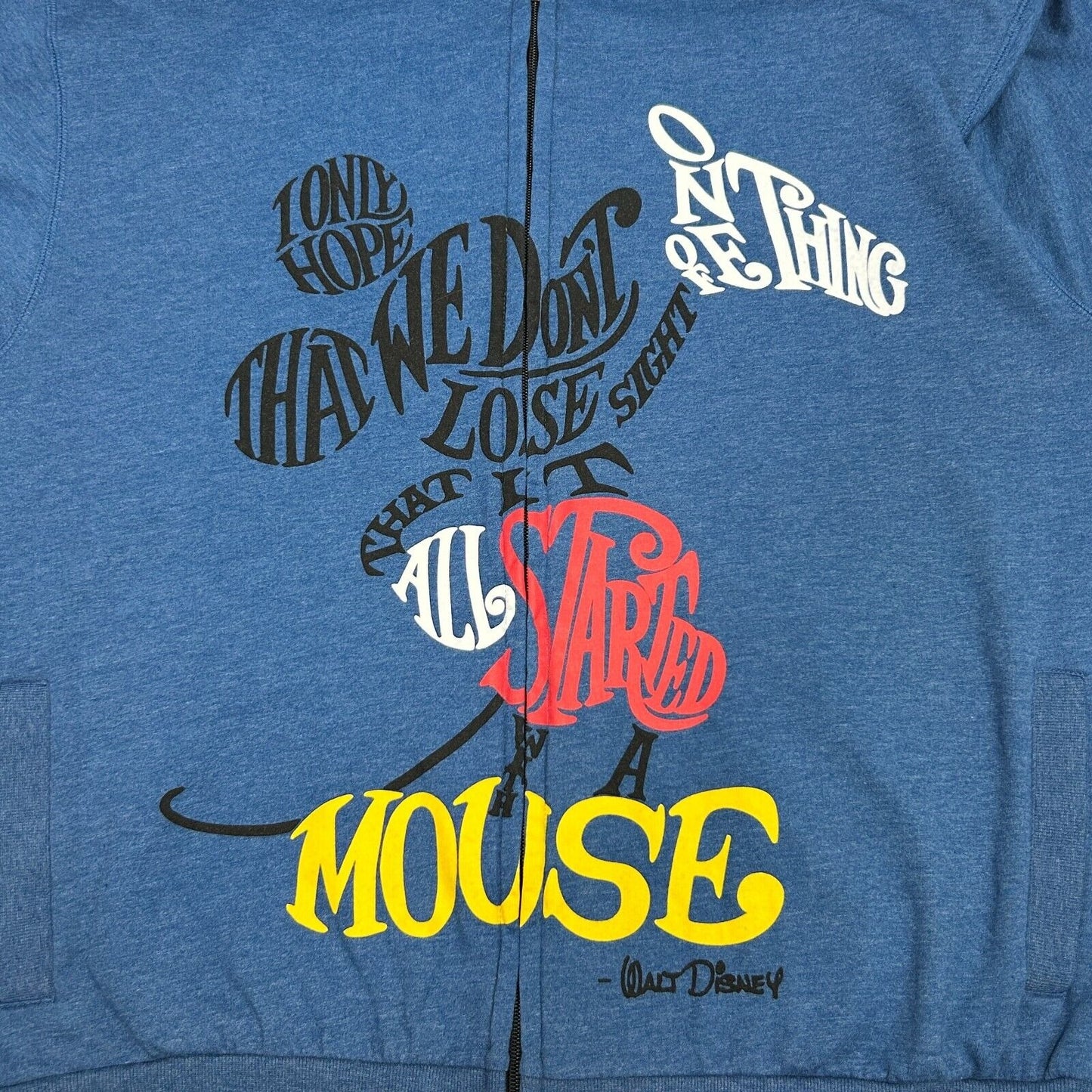 Walt Disney It All Started With a Mouse Hoodie Mens X-Large Mickey Hooded Blue