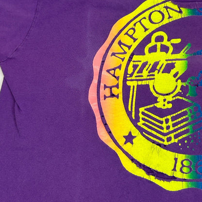 Vintage Distressed Hampton University T Shirt Mens X-Large Pirates NCAA Purple