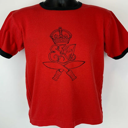 Vintage King Edward VII Gurkha Rifles T Shirt Mens Small British Indian Army Red