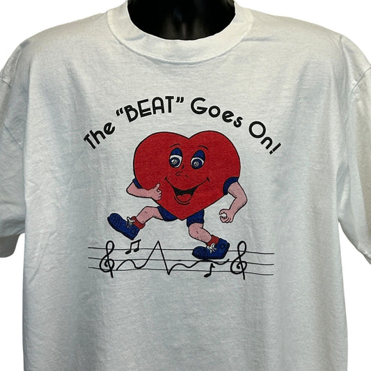 Vintage Y2Ks The Beat Goes On Heart T Shirt Riverview Cardiac White XL X-Large