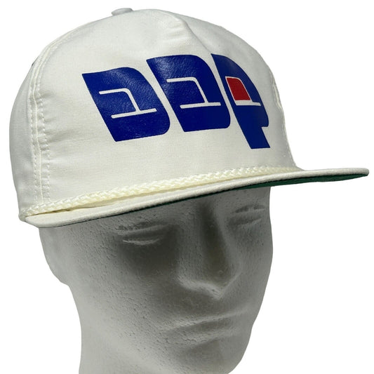 Vintage DDP 110 Baseball Cap Hat 80s Made In USA Rope Roping Cord Snapback White
