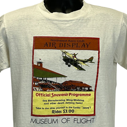 Vintage Museum of Flight Air Display T Shirt Mens Small Aviation Airplane White