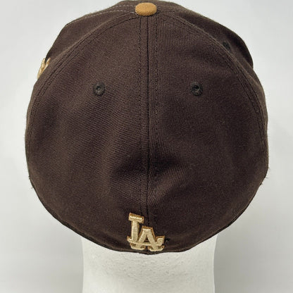 Los Angeles LA Dodgers Wool Baseball Hat Cap Fitted 7 5/8 New Era Script Brown