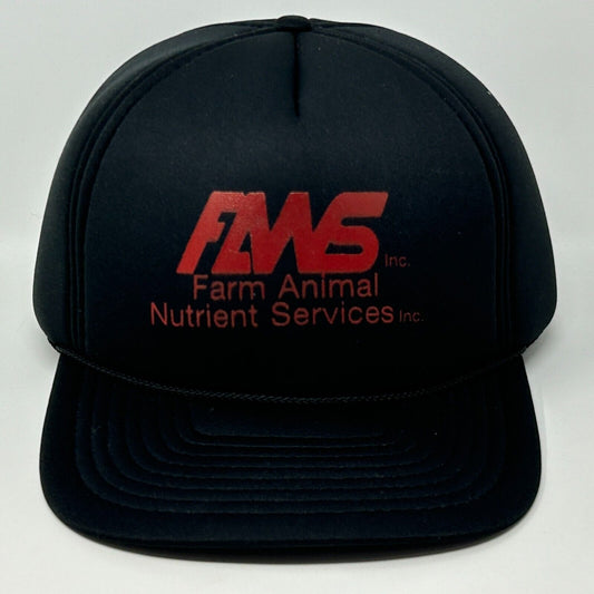 Vintage 90s Farm Animal Nutrient Services Hat Baseball Cap Farmer Black Snapback