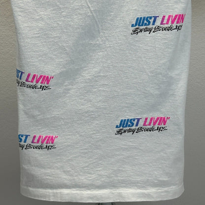 Vintage Just Livin' Spring Break 1992 T Shirt Mens XS X-Small 90s USA Made White