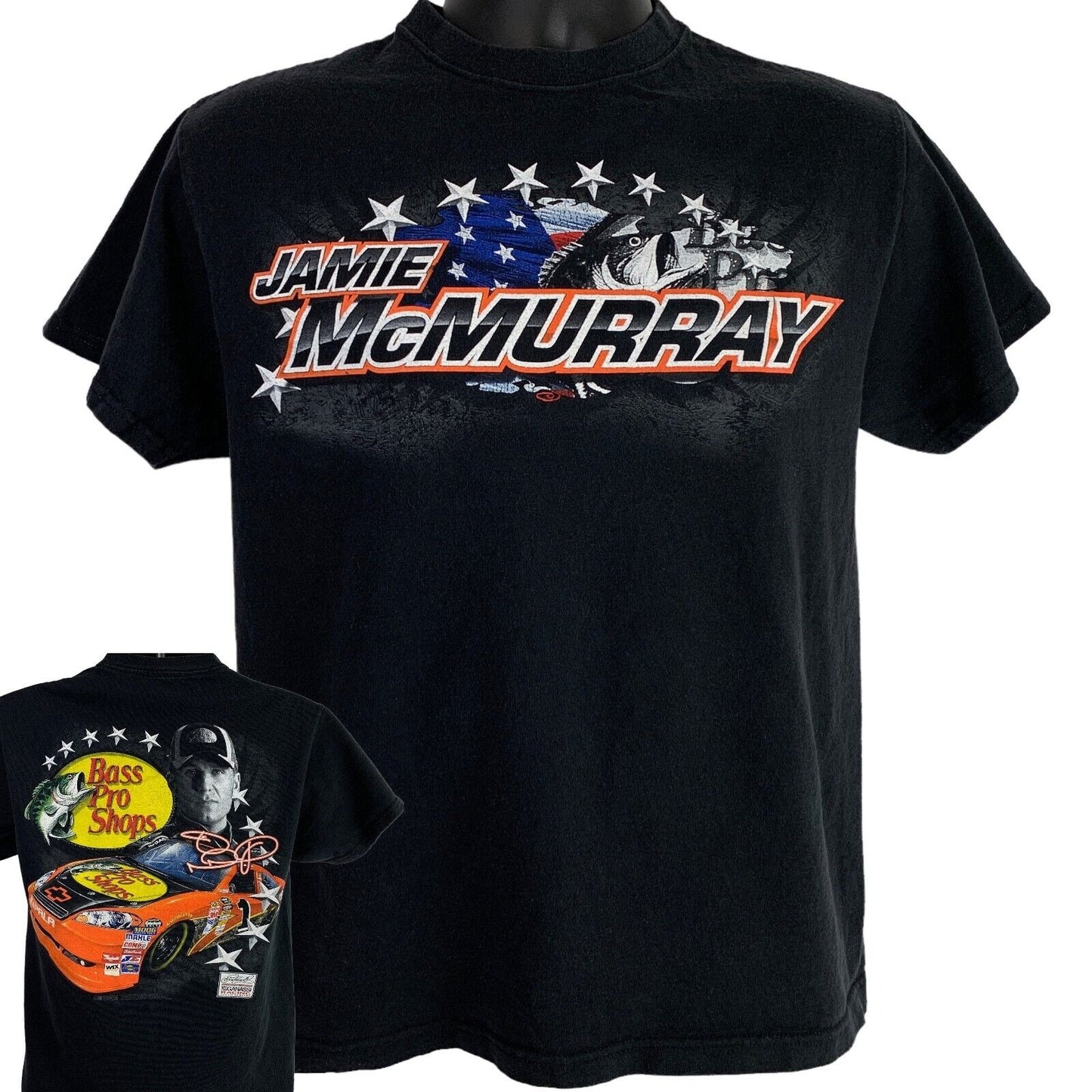 Jamie McMurray Bass Pro Shops T Shirt Mens Medium NASCAR Motorsports Tee Black