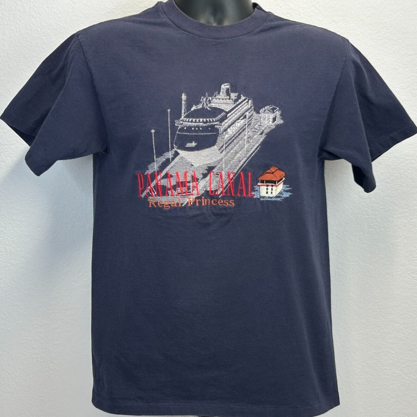 Vintage Panama Canal Regal Princess Cruises T Shirt Mens Small Cruise Liner Blue