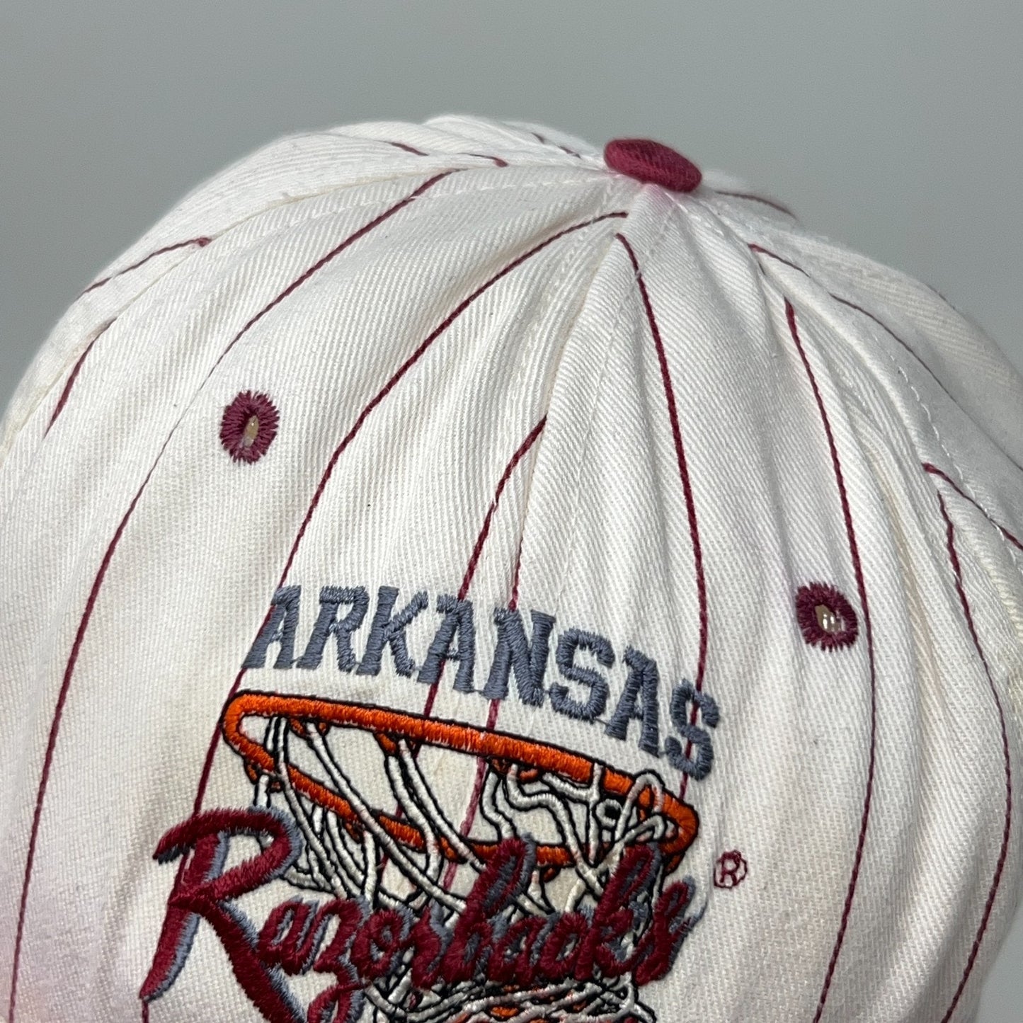 Vintage 90s Arkansas Razorbacks Basketball Hat Baseball Cap White Hogs Snapback