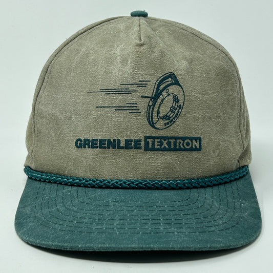 Vintage 90s Greenlee Textron Hat Baseball Cap Steel Fish Tape Snapback Beige