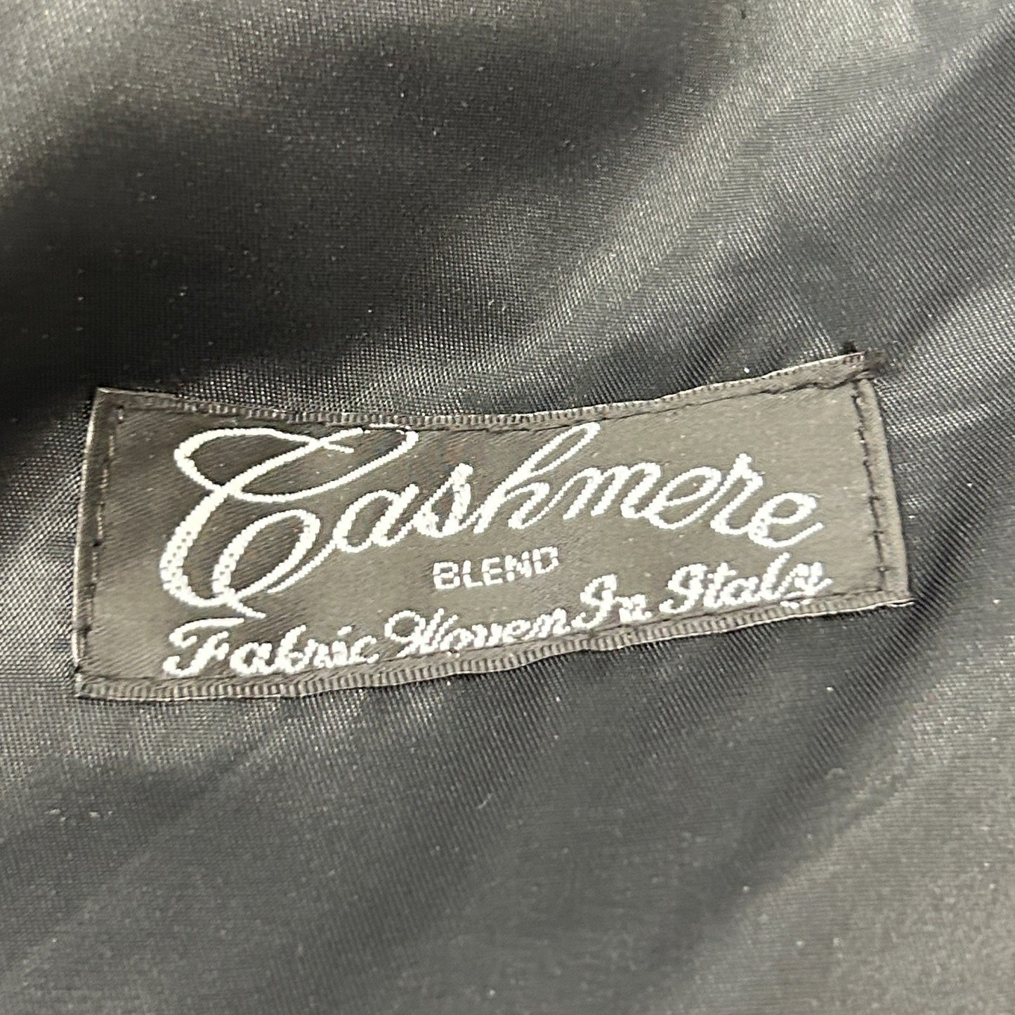 Vintage 90s Kasper Cashmere Blend Double Breasted Overcoat Black 42S 42 Short