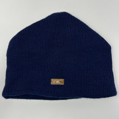 Vintage Smiley Brand Wool Beanie Winter Hat Toque Ski Snowboarder USA Made Blue