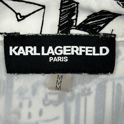Karl Lagerfeld Paris Button Front Shirt Roll Tab White France Womens M Medium