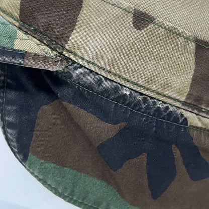 Vintage 80s US Army Woodland Camo Patrol Cap Ear Flaps BDU Military Hat 7 1/8