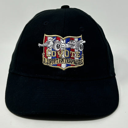 Vintage 90s AJ Foyt Enterprises Coyote Hat Baseball Cap Indy 500 Strapback Black