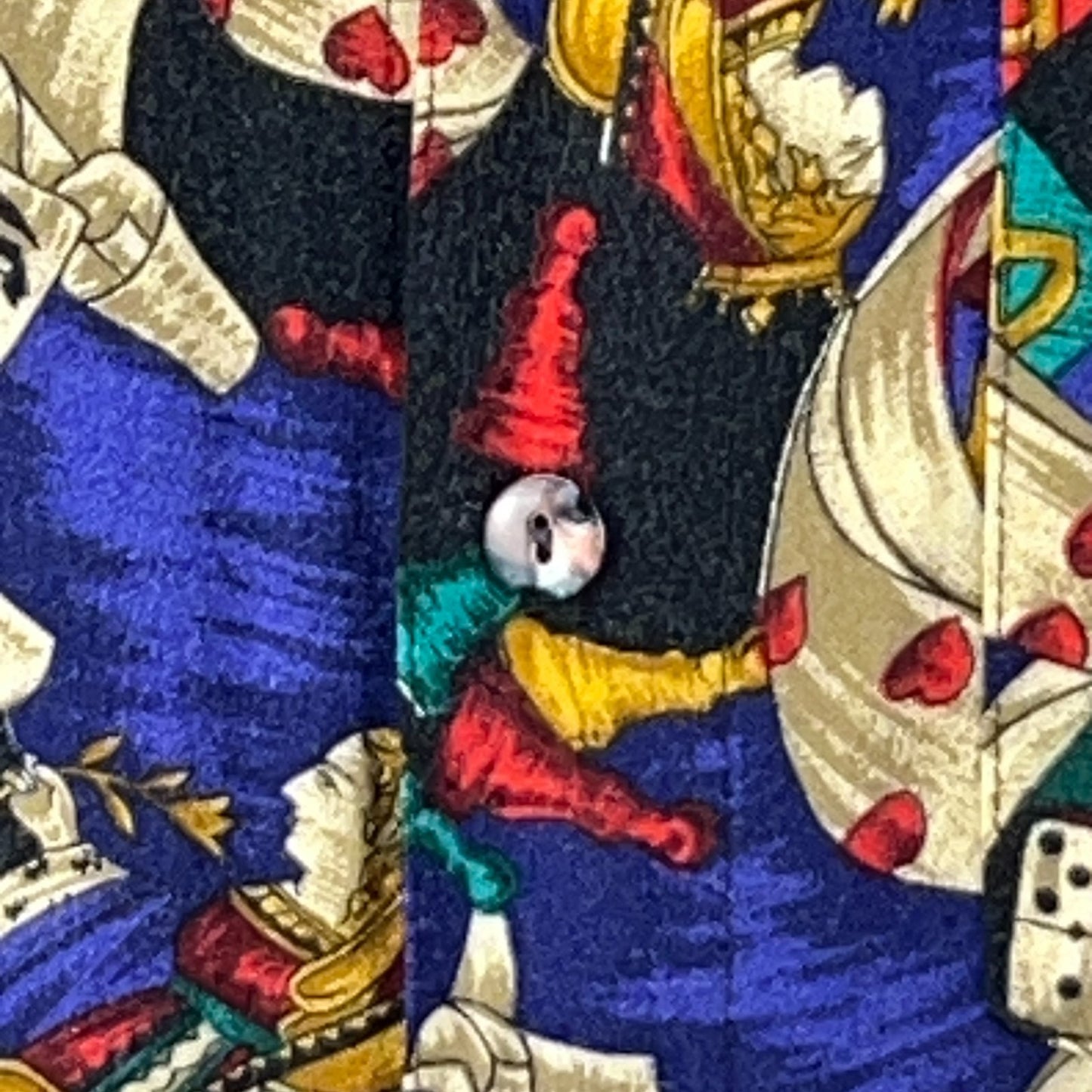 Vintage 90s Coeur Queen of Hearts Dominos Button Front Shirt Beige USA Mens 1XB