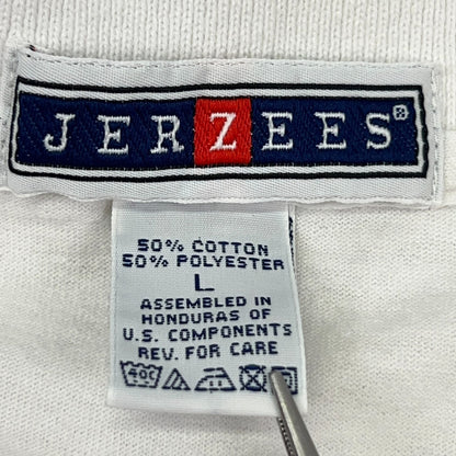 Vintage 90s The Bear 98.9 FM Radio Station Polo Shirt Indiana White Mens L Large