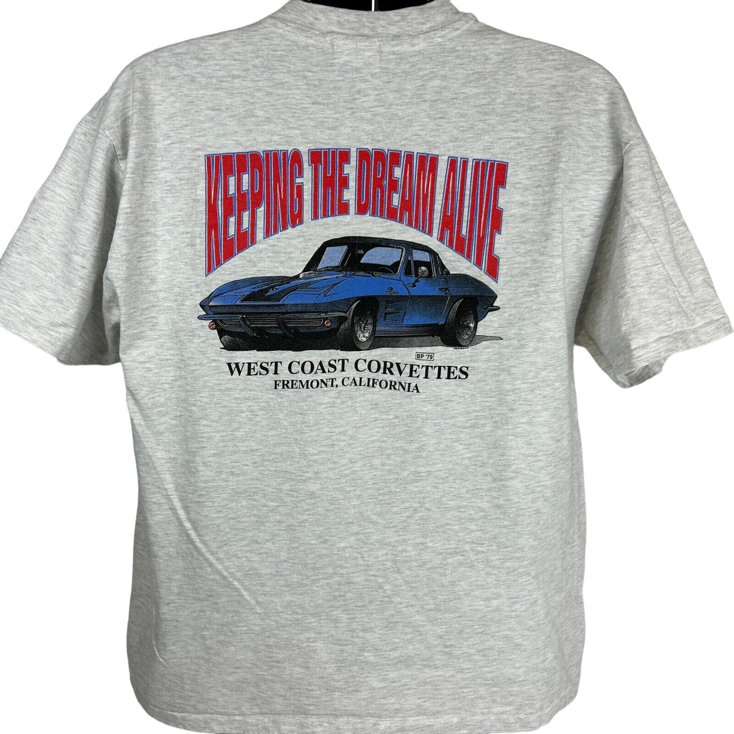 West Coast Corvettes Vintage 90s T Shirt X-Large Fremont California C2 Mens Gray
