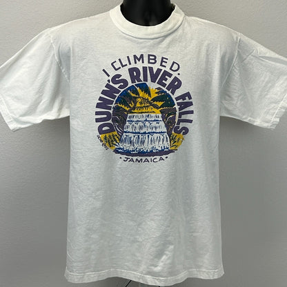 Vintage 90s I Climbed Dunns River Falls T Shirt Jamaica White Tee Mens L Large