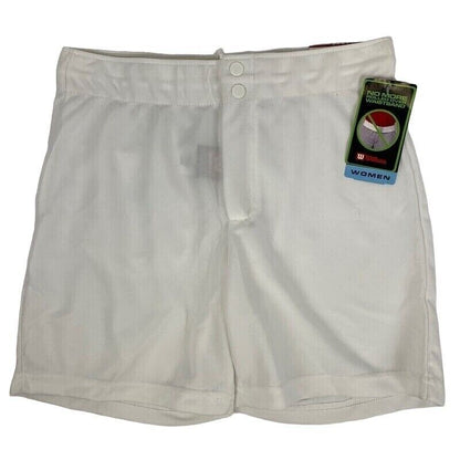Wilson Womens Performance Shorts Large Coach Gym Athletic Low Rise White New