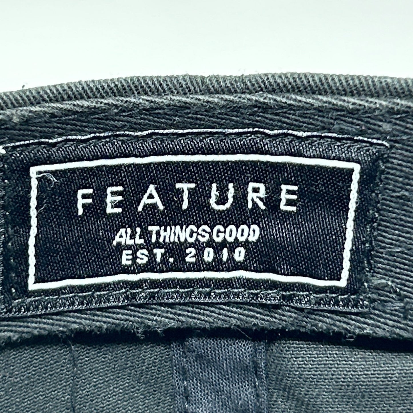 Feature Dad Hat Baseball Cap Spellout Streetwear Sneakerhead Black Strapback