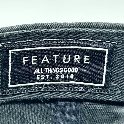 Feature Dad Hat Baseball Cap Spellout Streetwear Sneakerhead Black Strapback