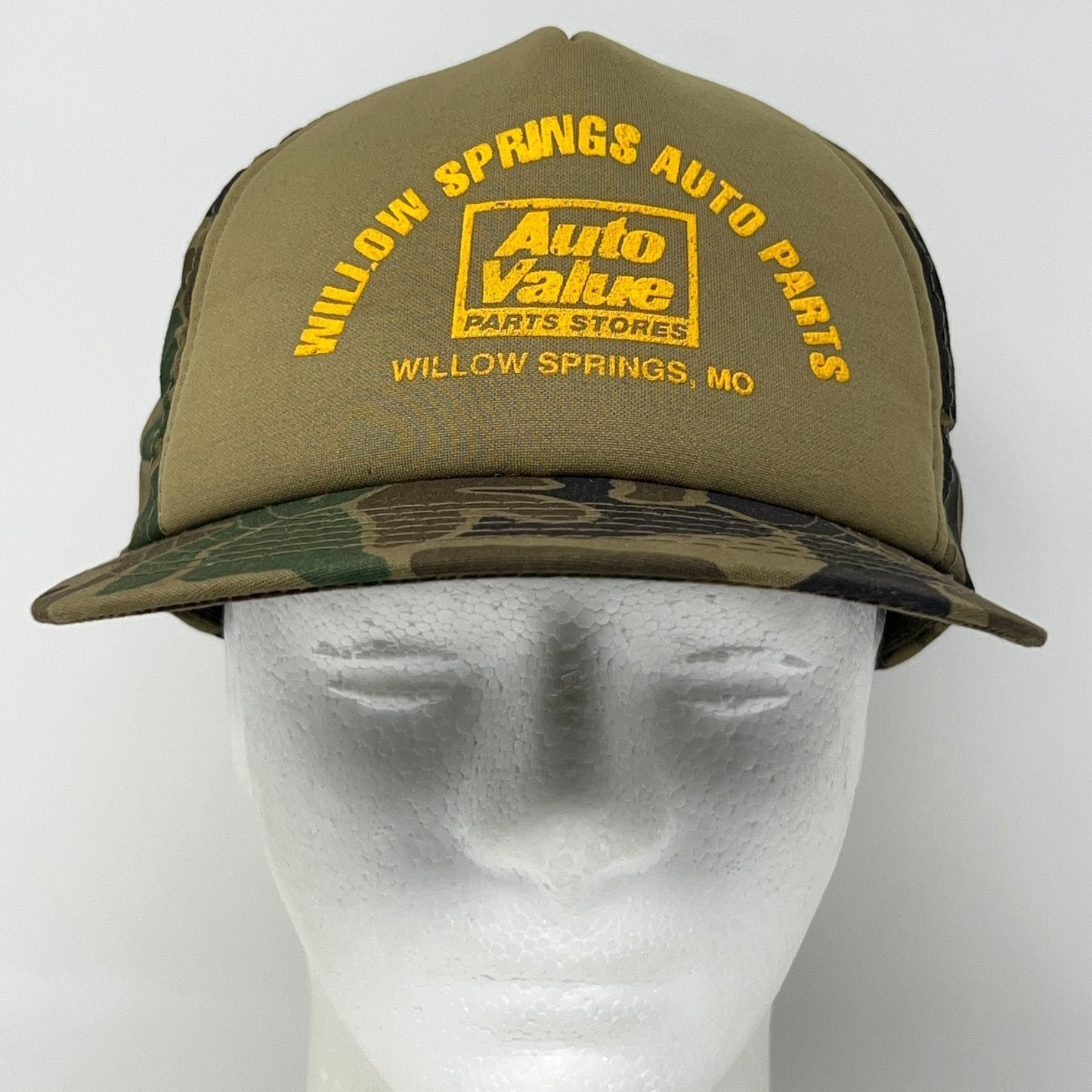 Vintage 80s Willow Springs Auto Value Trucker Hat Baseball Cap Snapback Green