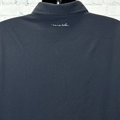 Travis Mathew Coastal Chest Stripe Polo Shirt Black Golf Golfer Mens L Large