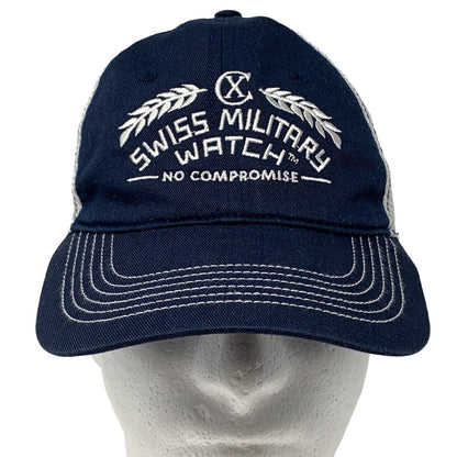 瑞士军用手表背带式卡车司机帽网状 6 六片蓝色棒球帽