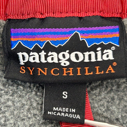 Patagonia Synchilla Henley Fleece Jacket Mens Small Gray Teal Sweater Pocket