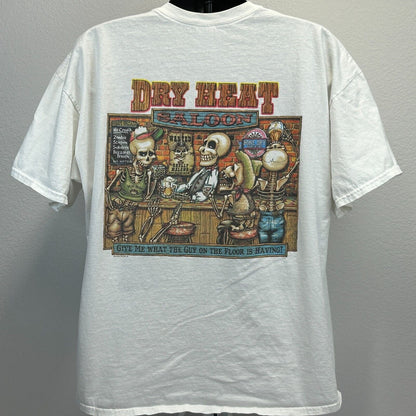 Camiseta Dry Heat Saloon Lake Mead para hombre, talla 2XL, camiseta Harbor House Cafe Nevada, color blanco