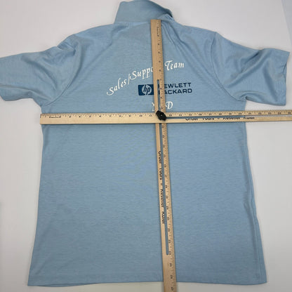 Vintage 80s Hewlett Packard Sales Support Team Polo Shirt Computers Blue L Large