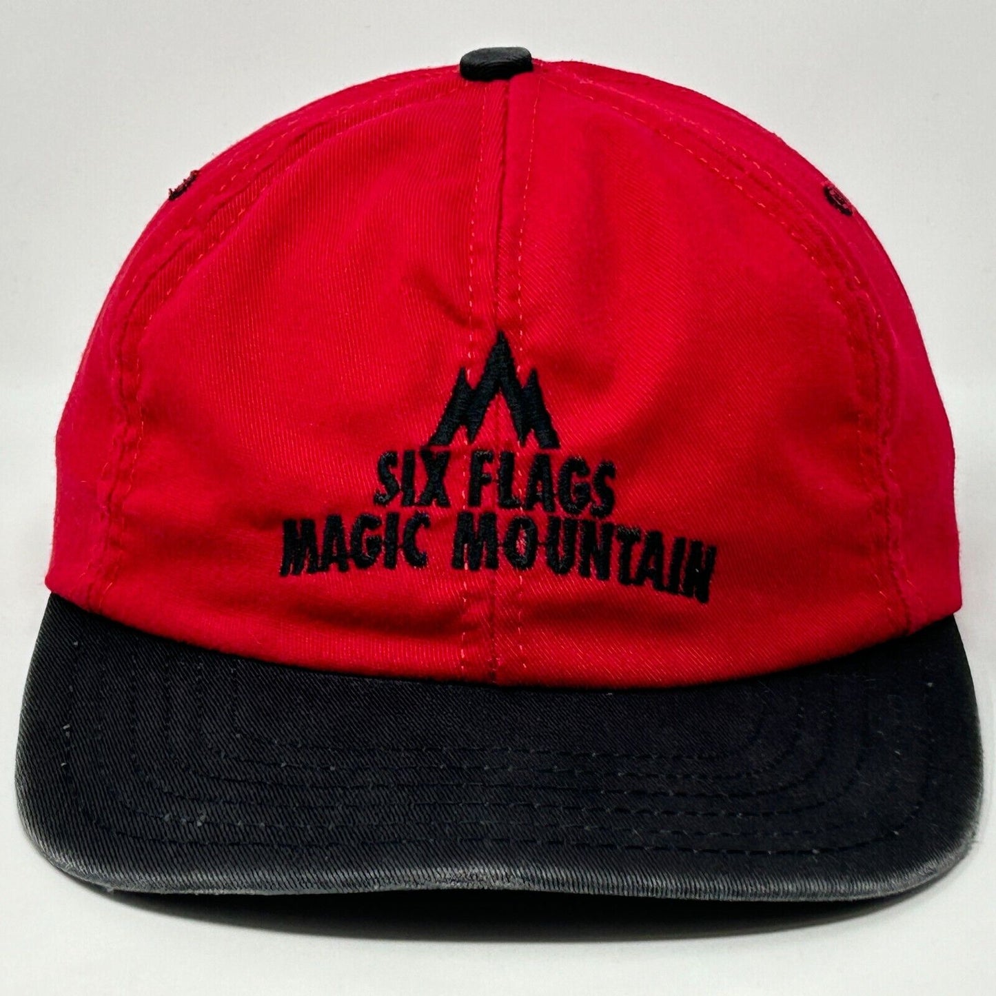 Six Flags Magic Mountain Vintage 90s Hat Made In USA Red Snapback Baseball Cap
