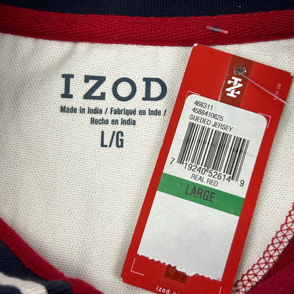 IZOD Quarter 1/4 Zip Sueded Jersey Sweater Long Sleeve Pullover Red Mens L Large - Neon Vintage