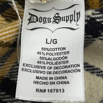 Dogg Supply by Snoop Dogg Flannel Button Front Shirt Rap Plaid Yellow L Large
