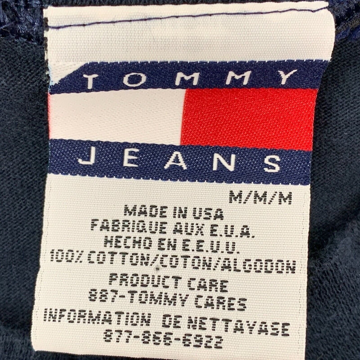 Camiseta Tommy Hilfiger Vintage de manga larga de los años 90, talla mediana, para hombre, color azul