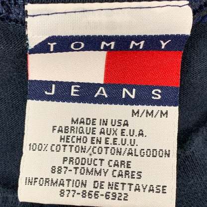 Tommy Hilfiger 复古 T 恤 中号 90 年代长袖 拼出美国风 男式 蓝色